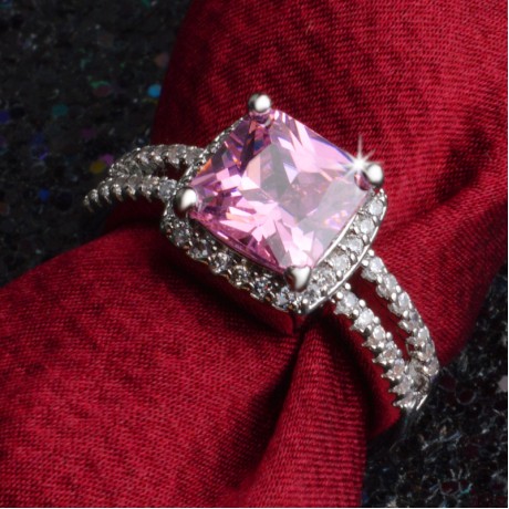 Princess Brilliant Platinum Plated Ring Diamond Engagement Ring of Wedding Ring for Women