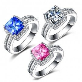 Princess Brilliant Platinum Plated Ring Diamond Engagement Ring of Wedding Ring for Women 