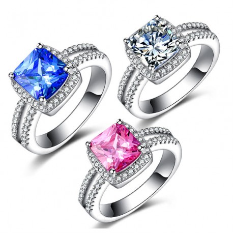 Princess Brilliant Platinum Plated Ring Diamond Engagement Ring of Wedding Ring for Women