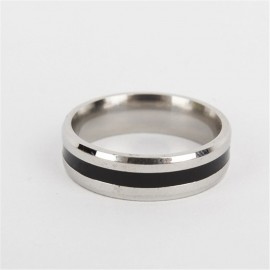 Simple Stainless Steel 6mm Band Rings With Black Line For Women And Men(5-13) 