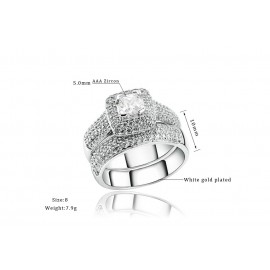 Hot Cubic Zirconia Ring Set Diamond Platinum-Plated Ring Set For Women(6-9) 