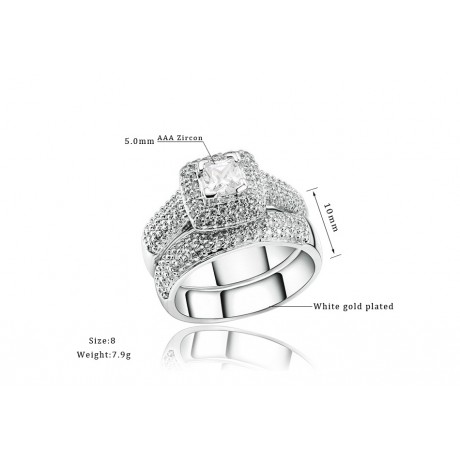 Hot Cubic Zirconia Ring Set Diamond Platinum-Plated Ring Set For Women(6-9)