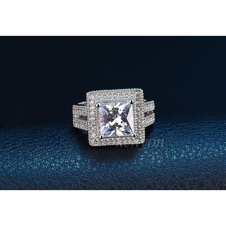 Vintage Retro Cubic Zirconia Ring Gorgeous Platinum-Plated Diamond Rings For Girls(6-9)