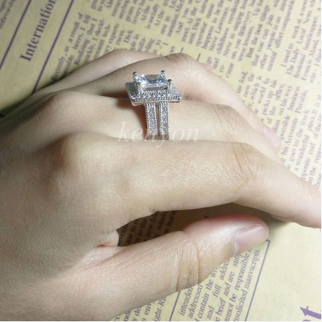 Vintage Retro Cubic Zirconia Ring Gorgeous Platinum-Plated Diamond Rings For Girls(6-9)