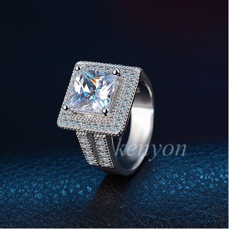 Vintage Retro Cubic Zirconia Ring Gorgeous Platinum-Plated Diamond Rings For Girls(6-9)