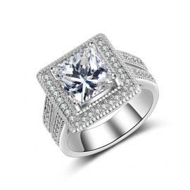 Vintage Retro Cubic Zirconia Ring Gorgeous Platinum-Plated Diamond Rings For Girls(6-9)