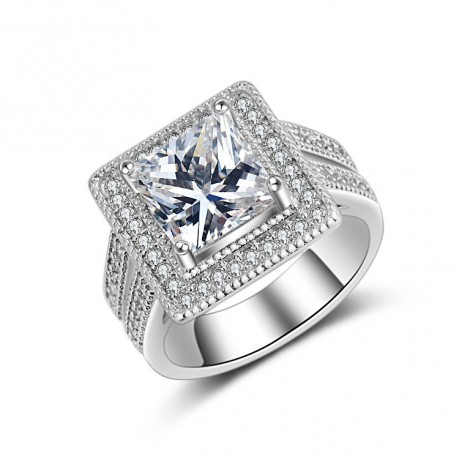 Vintage Retro Cubic Zirconia Ring Gorgeous Platinum-Plated Diamond Rings For Girls(6-9)