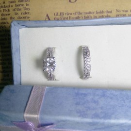 White Gold Plated Ring Set Zirconia Diamond Bridal Ring Set For Girls(6-9) 