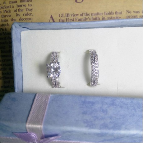 White Gold Plated Ring Set Zirconia Diamond Bridal Ring Set For Girls(6-9)