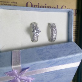 Composite Diamond Bridal Ring Set White Gold Plated Zirconia Ring Set For Women And Girls(6-8) 
