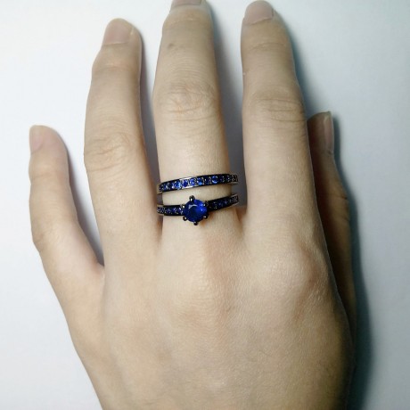Black Gold Plated Fashion Ring Set AAA Zirconia Lovers Ring Set For Men And Women(6-9)