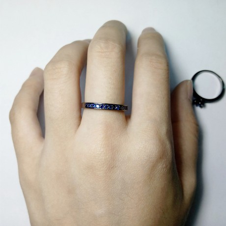 Black Gold Plated Fashion Ring Set AAA Zirconia Lovers Ring Set For Men And Women(6-9)