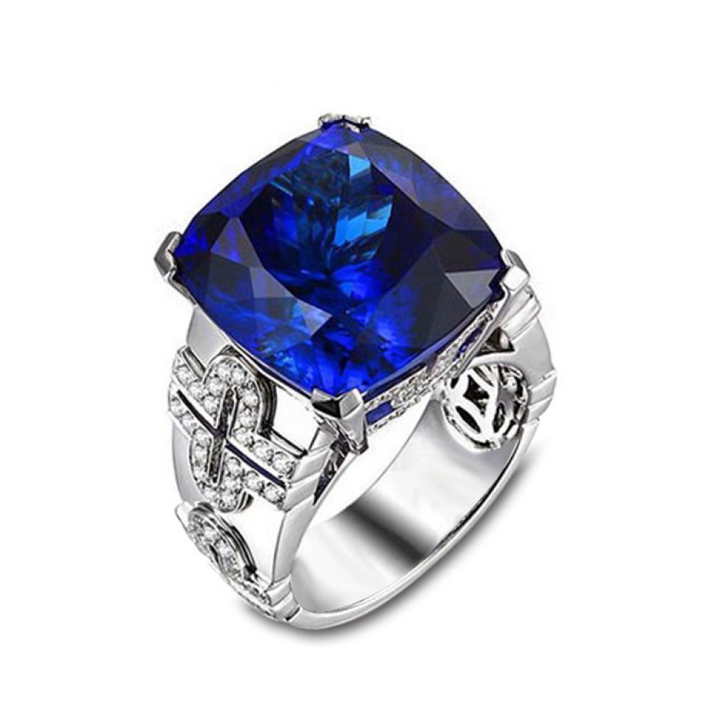 White Gold Plated Diamond Ring Sapphire Zirconia Ring For Girls And Women(6-9)
