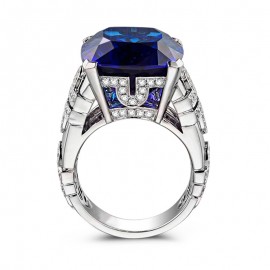 White Gold Plated Diamond Ring Sapphire Zirconia Ring For Girls And Women(6-9) 