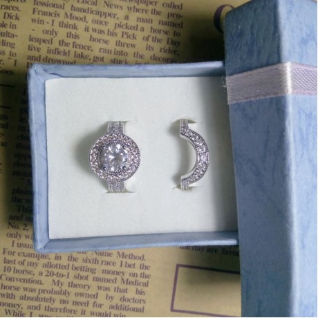 Fashion AAA Zirconia Diamond Ring Set White Gold Plated Bridal Ring Set For Girls(6-9)