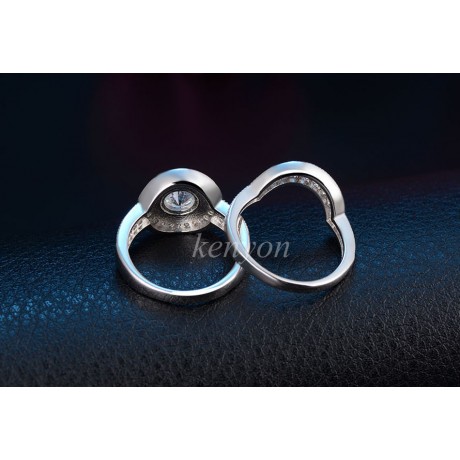 Fashion AAA Zirconia Diamond Ring Set White Gold Plated Bridal Ring Set For Girls(6-9)