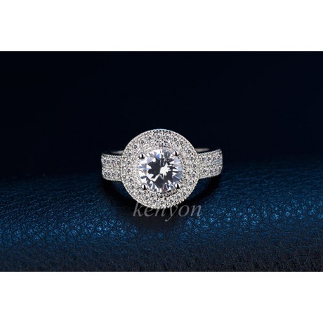 Fashion AAA Zirconia Diamond Ring Set White Gold Plated Bridal Ring Set For Girls(6-9)