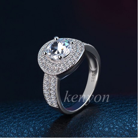 Fashion AAA Zirconia Diamond Ring Set White Gold Plated Bridal Ring Set For Girls(6-9)