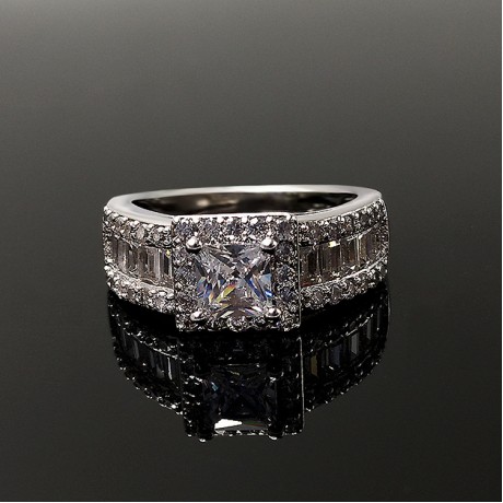 Fashion Cubic AAA Zirconia Ring Crystal White Gold Plated Rings For Girls(6-9)
