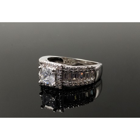 Fashion Cubic AAA Zirconia Ring Crystal White Gold Plated Rings For Girls(6-9)