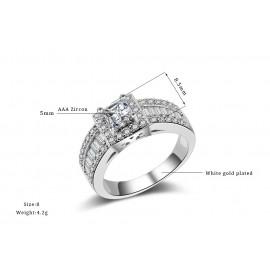Fashion Cubic AAA Zirconia Ring Crystal White Gold Plated Rings For Girls(6-9) 