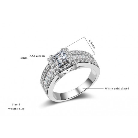 Fashion Cubic AAA Zirconia Ring Crystal White Gold Plated Rings For Girls(6-9)