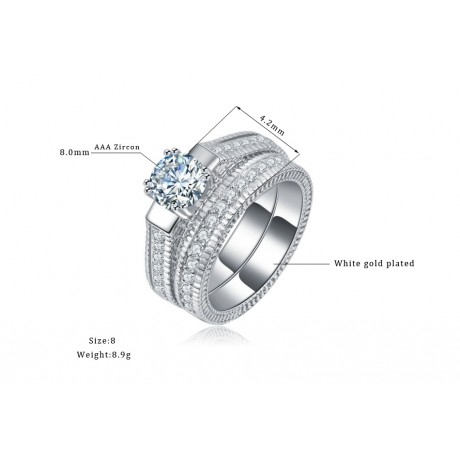 White Gold Plated Hot Ring Sets AAA Zirconia Engagement Ring Sets For Women And Girls(6-9)