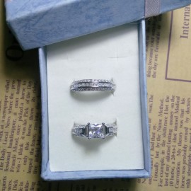 Hot White Gold Plated Ring Set AAA Zirconia Engagement Ring Set For Girls Or Women(6-9) 