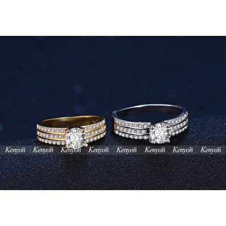 Round Zirconia Diamond Ring Crystal White Gold Plated Ring For Girl Or Women(6-9)