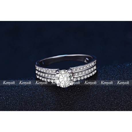 Round Zirconia Diamond Ring Crystal White Gold Plated Ring For Girl Or Women(6-9)