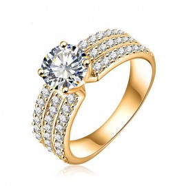 Round Zirconia Diamond Ring Crystal White Gold Plated Ring For Girl Or Women(6-9) 