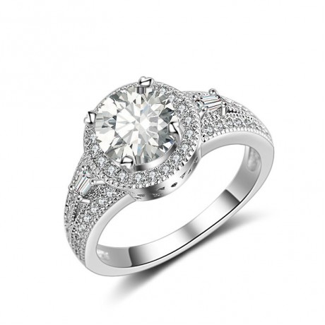Simple Diamond AAA Zirconia Ring Fashion White Gold Plated Rings For Women And Girls(6-8)