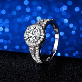 Simple Diamond AAA Zirconia Ring Fashion White Gold Plated Rings For Women And Girls(6-8) 