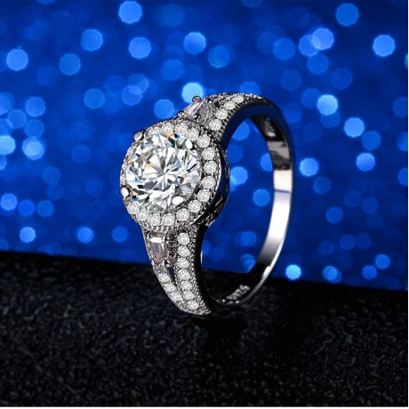 Simple Diamond AAA Zirconia Ring Fashion White Gold Plated Rings For Women And Girls(6-8)