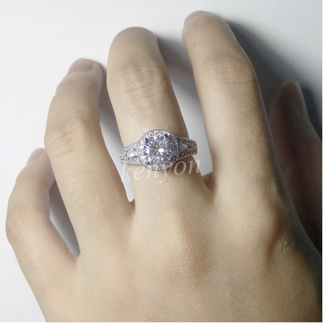 Simple Diamond AAA Zirconia Ring Fashion White Gold Plated Rings For Women And Girls(6-8)
