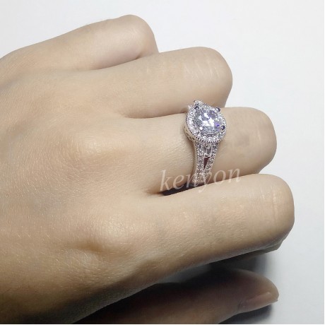 Simple Diamond AAA Zirconia Ring Fashion White Gold Plated Rings For Women And Girls(6-8)