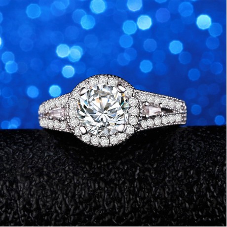 Simple Diamond AAA Zirconia Ring Fashion White Gold Plated Rings For Women And Girls(6-8)