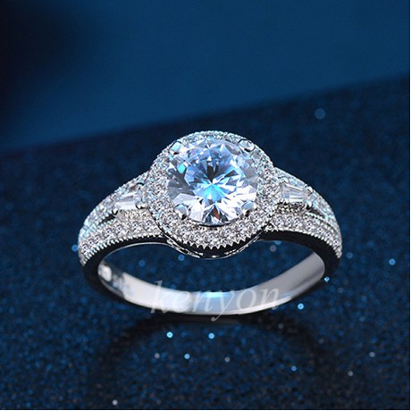 Simple Diamond AAA Zirconia Ring Fashion White Gold Plated Rings For Women And Girls(6-8)