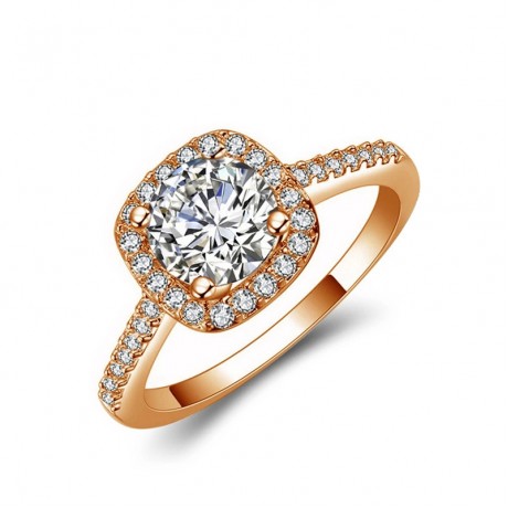 Fashion Engagement Rings Zirconia Diamond Gold Plated Rings For Women And Girls(5-10)