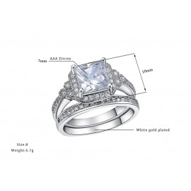 Cubic AAA Zirconia Diamond Ring Set Platinum-Plated Engagement Ring Sets For Women(6-9) 