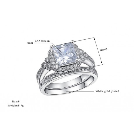 Cubic AAA Zirconia Diamond Ring Set Platinum-Plated Engagement Ring Sets For Women(6-9)