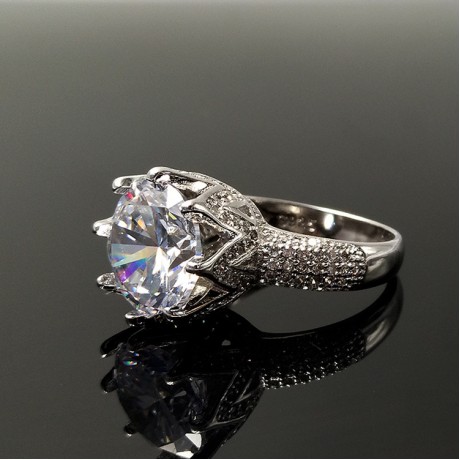 New Fashion Platinum-Plated Ring Crown Zirconia Engagement Rings For Women(6-9)