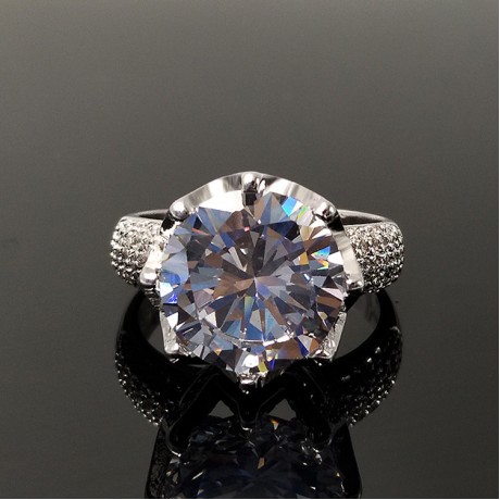 New Fashion Platinum-Plated Ring Crown Zirconia Engagement Rings For Women(6-9)