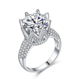 New Fashion Platinum-Plated Ring Crown Zirconia Engagement Rings For Women(6-9)