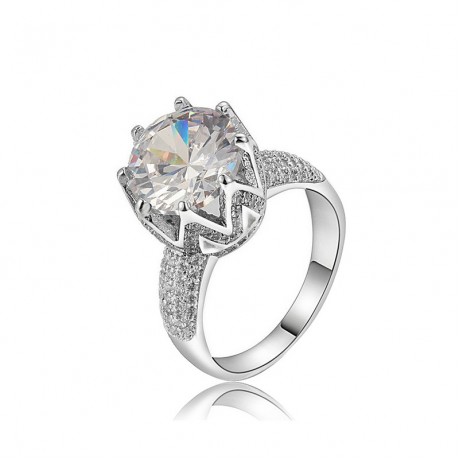 New Fashion Platinum-Plated Ring Crown Zirconia Engagement Rings For Women(6-9)