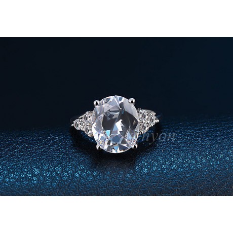 Fashion Luxury Platinum-Plated Rings AAA Oval Zirconia Rings For Girls(6-8)