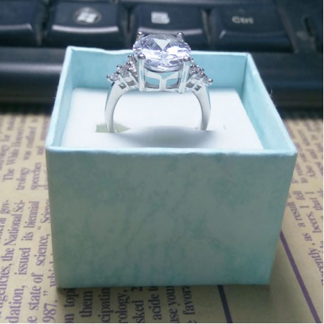 Fashion Luxury Platinum-Plated Rings AAA Oval Zirconia Rings For Girls(6-8)