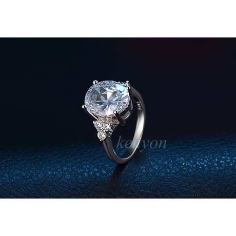 Fashion Luxury Platinum-Plated Rings AAA Oval Zirconia Rings For Girls(6-8)