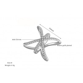 Fashion Cross X Shaped Mid Finger Rings Platinum-Plated Pave Rings For Girls(6-8) 