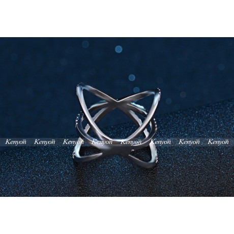 Fashion Cross X Shaped Mid Finger Rings Platinum-Plated Pave Rings For Girls(6-8)